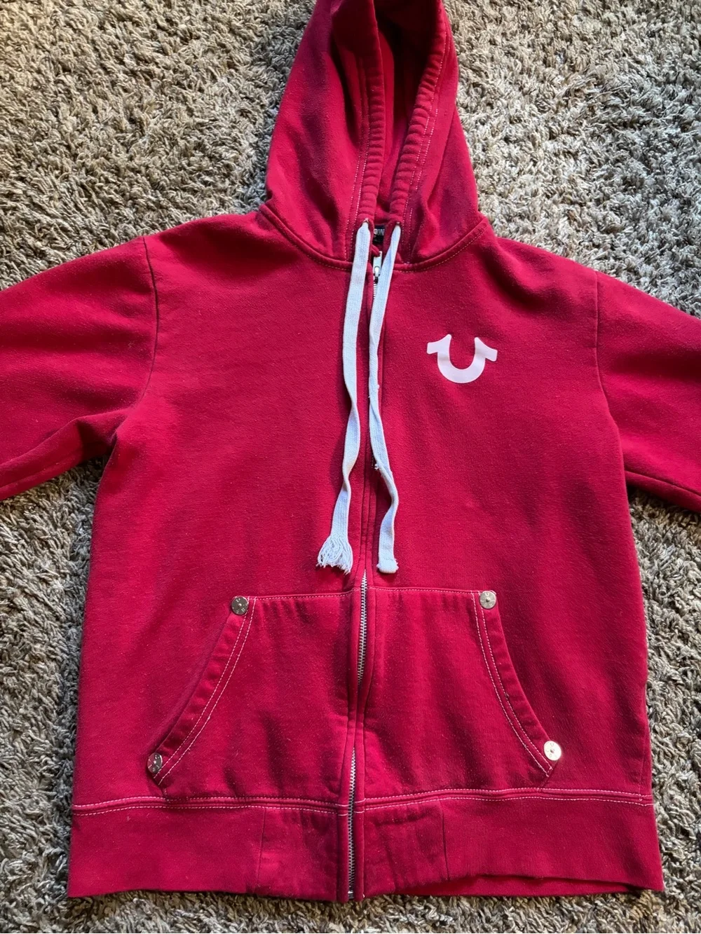 True Religion Red Hoodie - Logo Graphic Back